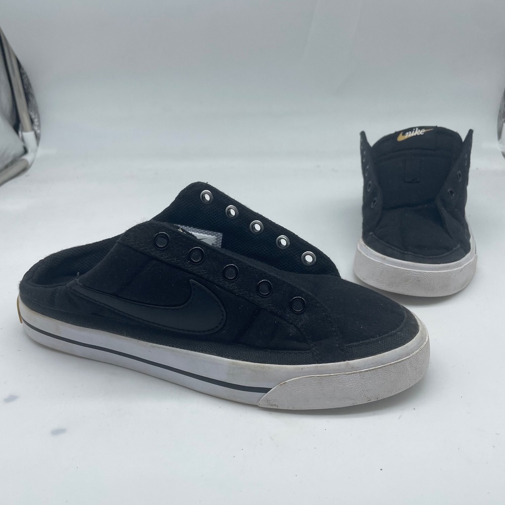 Nike Womens Court Legacy Mule‎ Black White Canvas Sneakers DB3970-001 Size 6